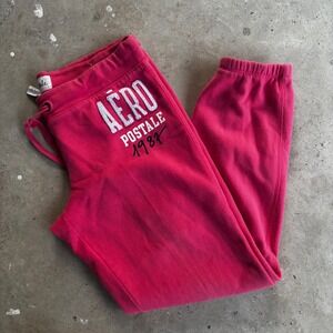 Aeropostale 1987 Pink Sequin Logo Sweatpants Joggers Womens‎ Size M y2k